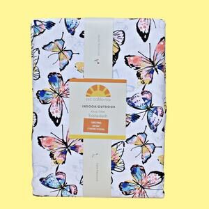 C & C California Tablecloth Oblong 60" X 84" Butterfly Print Vibrant Colorful